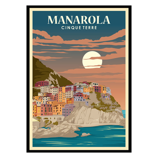 Manarola by Night Cinque Terre Poster