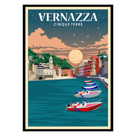 Vernazza by Night Cinque Terre Poster