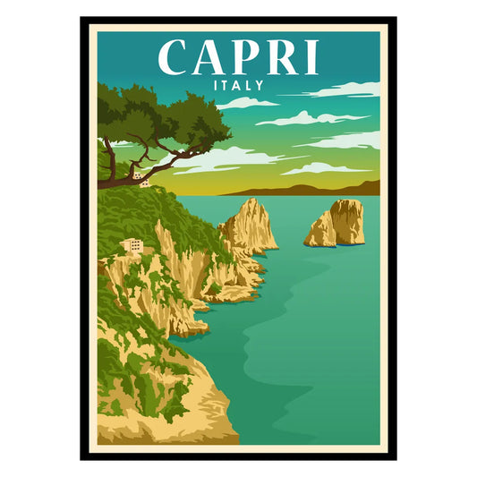 Sunlit Cliffs of Capri Poster