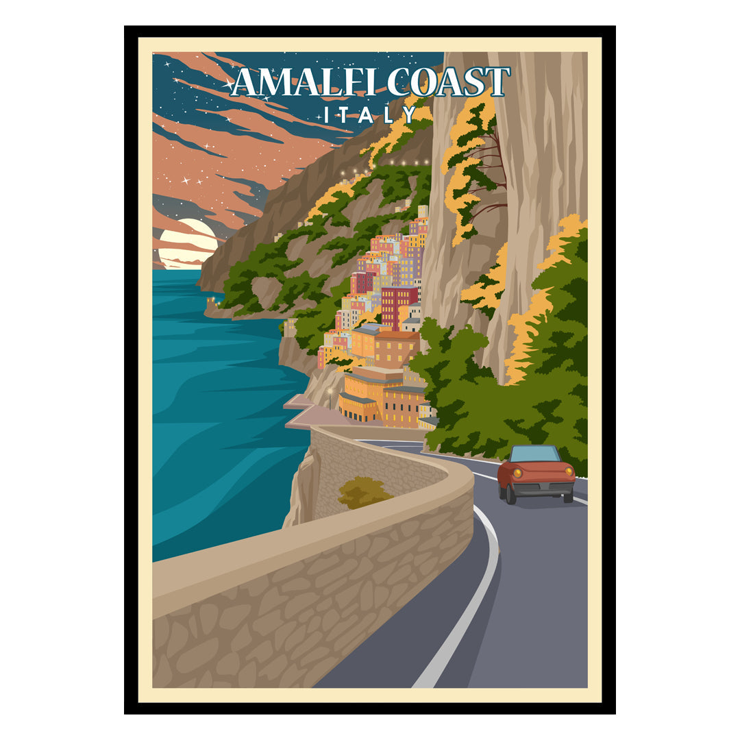 Midnight Glows of Amalfi Coast Poster