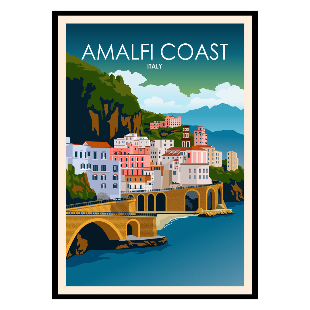 Sunlit Cliffs of Amalfi Coast Poster