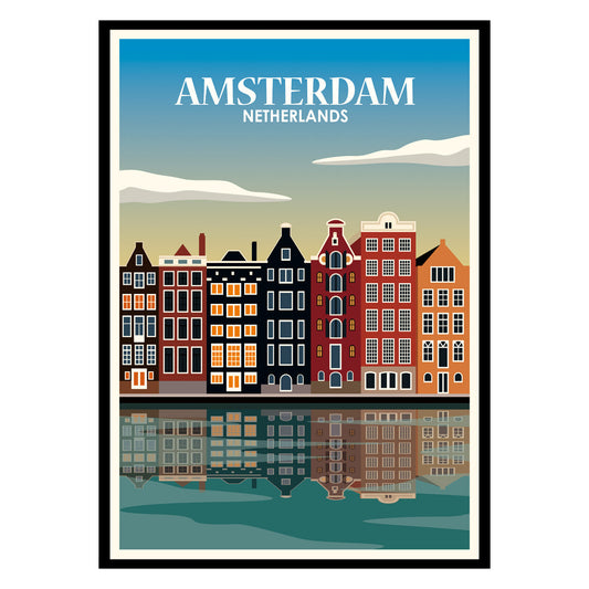 Amsterdam Canals in Twilight Glow Poster