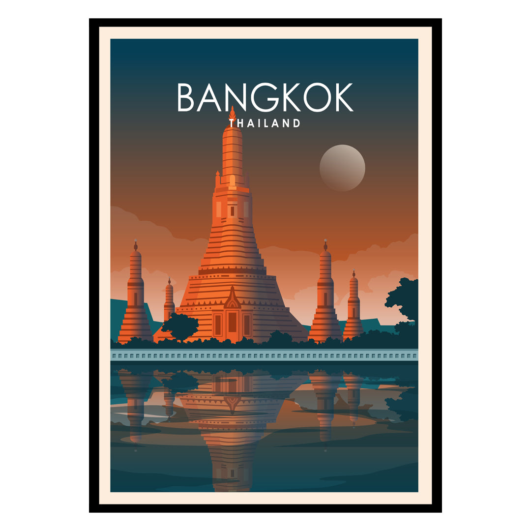 Bangkok's Neon Canal Glow Poster