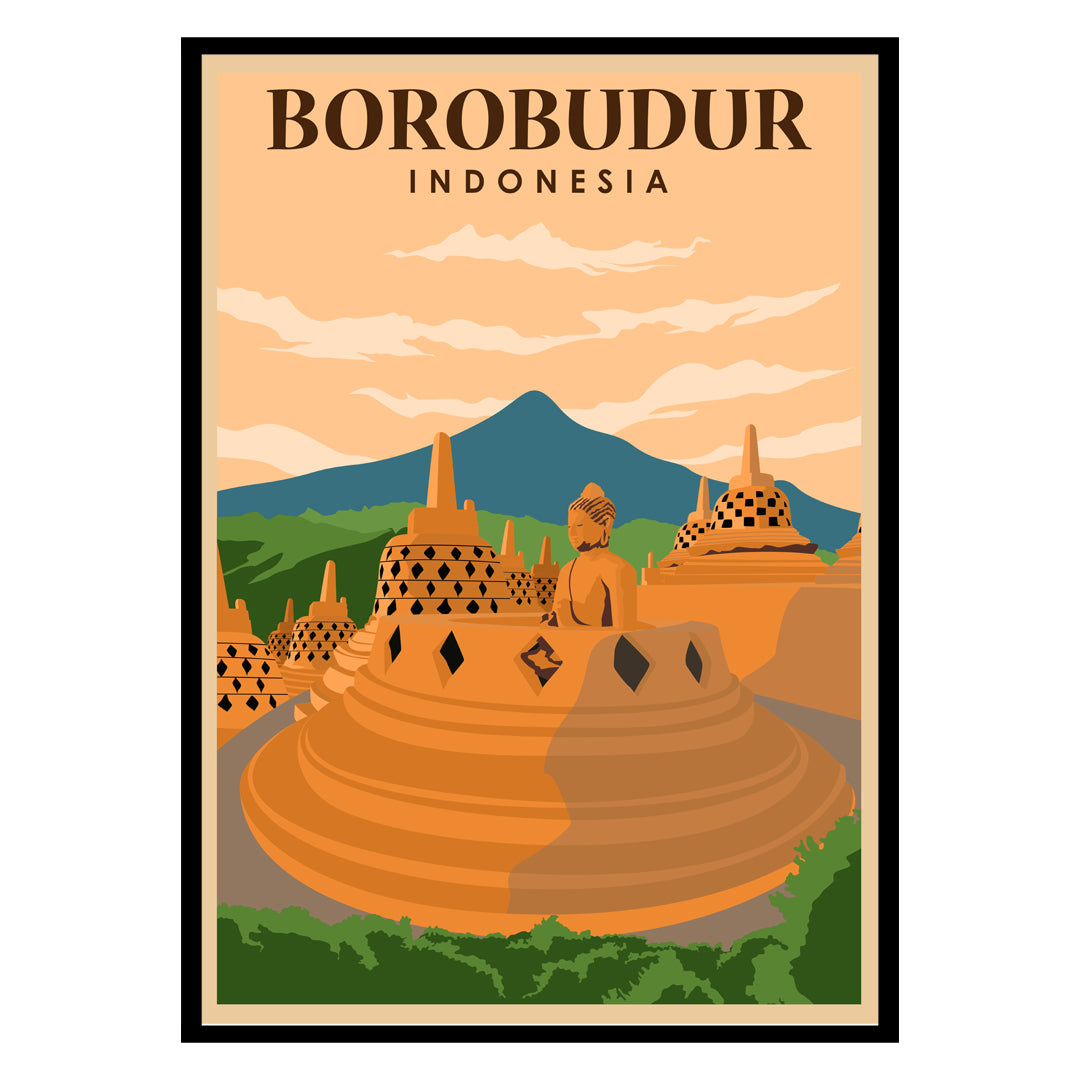 Borobudur's Dawn-Misted Terraces Poster