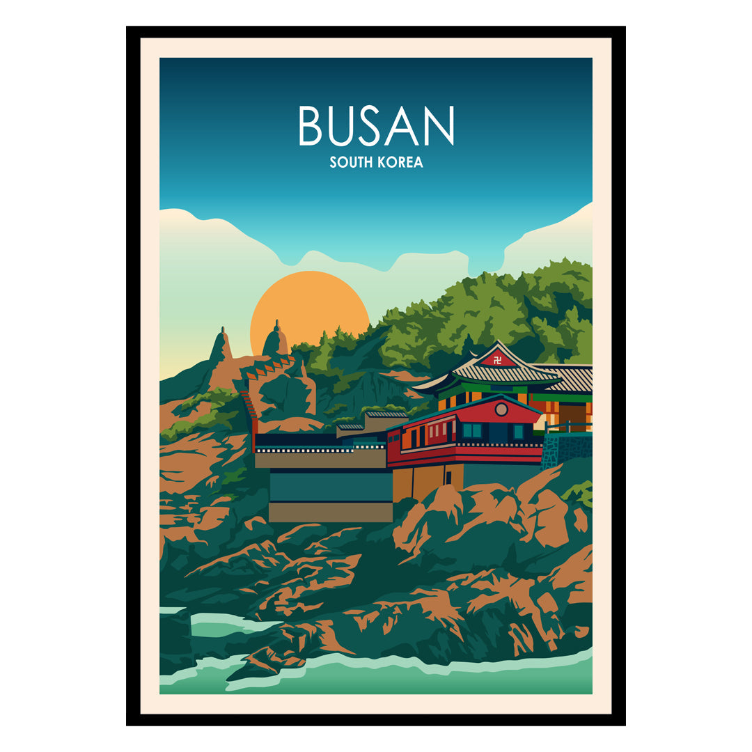 Busan Skyline Reflections Poster