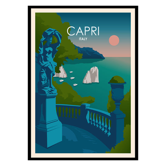 Sunlit Capri Cliffs in No2 Poster