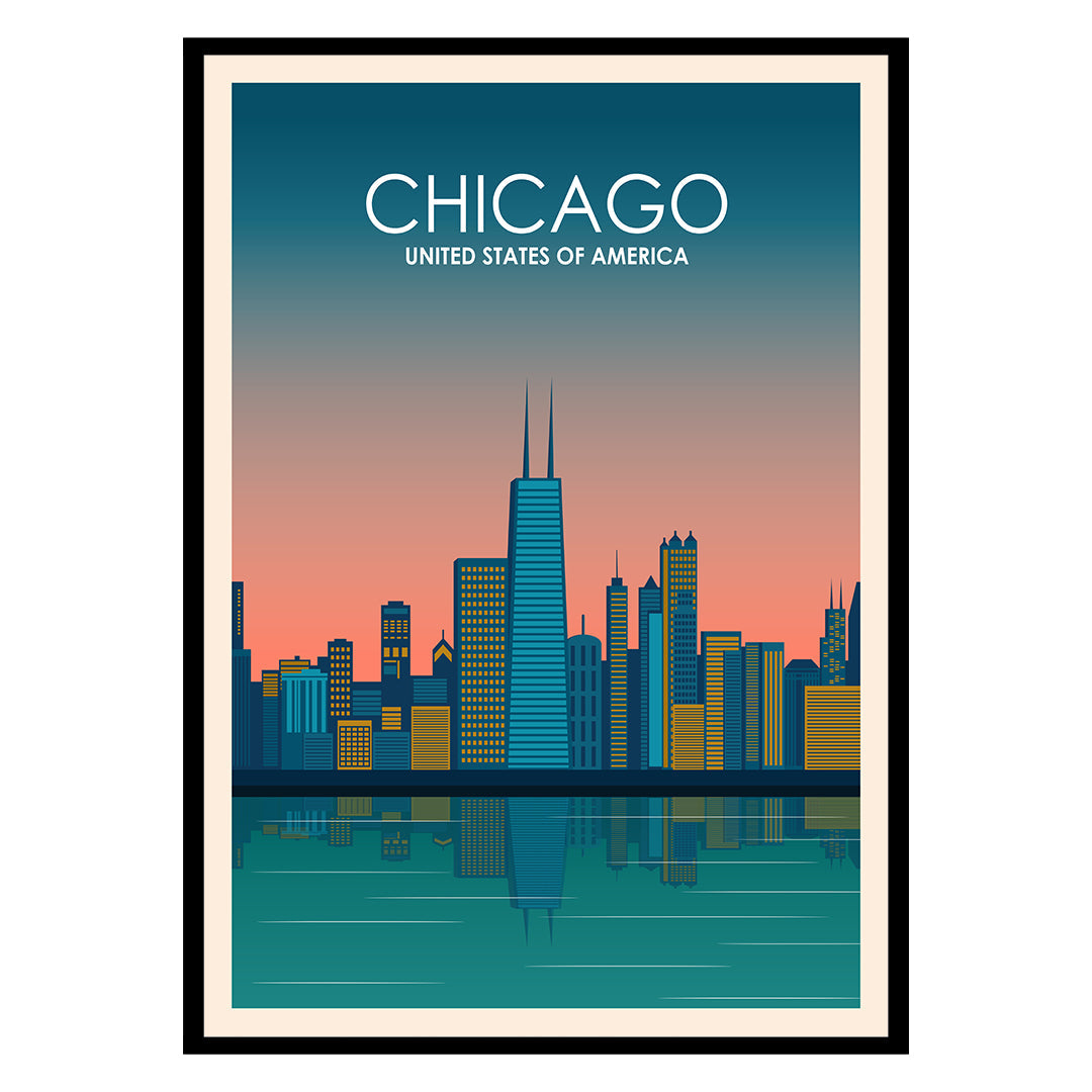 Chicago Midnight City Lights Poster