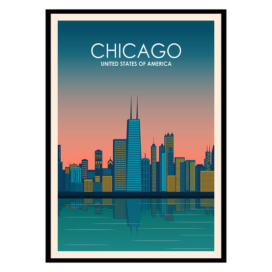 Chicago Midnight City Lights Poster