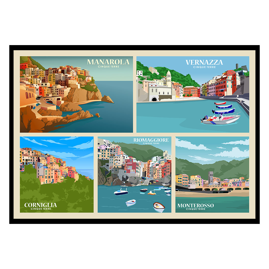 Cinque Terre at Dusk, Five Lands Poster