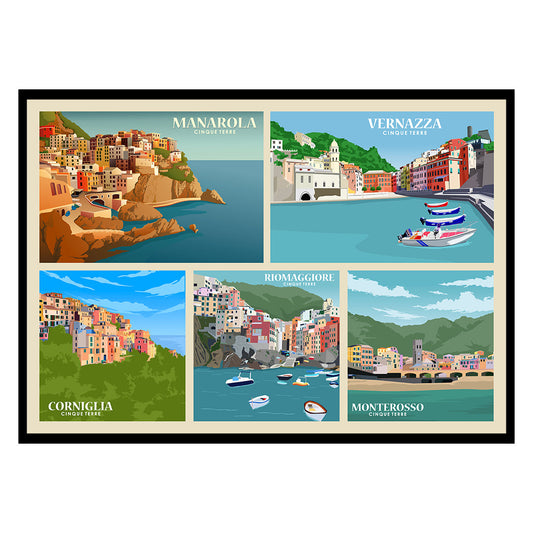 Cinque Terre at Dusk, Five Lands Poster